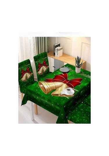 Flybuy Yeşil Xıxun Tek Streç Şenlikli Sandalye Sandalye Parça Örtüsü Örtüsü Noel Masa Masa Kılıfı Kılıfı Emici Dekorasyon Çan Baskılı 210cm 140 Ji Yeşil