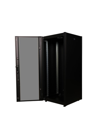 Lande Demonte 26u 600x600 Hyperline Dikili Tip Rack Kabinet Siyah Ön Cam Kapak / Tekerlekli