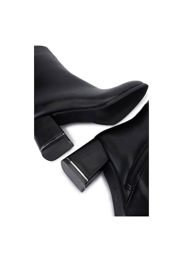 Tamer Tanca Kadın Suni Deri Siyah Deri Topuklu Bot 889 9203 Bn Bot Sk25-26 Sıyah Dr Siyah