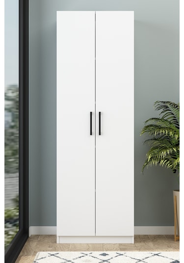 Tiba Erzak Dolabı 4 Raflı 180 Cm Çok Amaçlı Dolap Banyo Dolabı Beyaz Beyaz