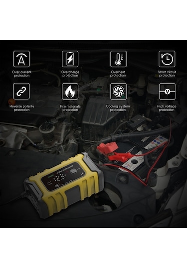 Foxsur 6a 12v Motosiklet / Araba Akıllı Akü Şarj Cihazı Sarı