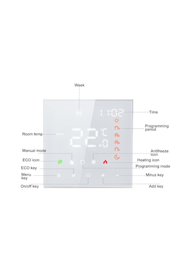 Vkemall Siyah Akıllı Isıtma Kontrol Paneli - 16a Akıllı Termostat, Tuya Uygulaması, Dokunmatik Ekran, Programlanabilir, Ses Kontrolü, Wifi Desteği