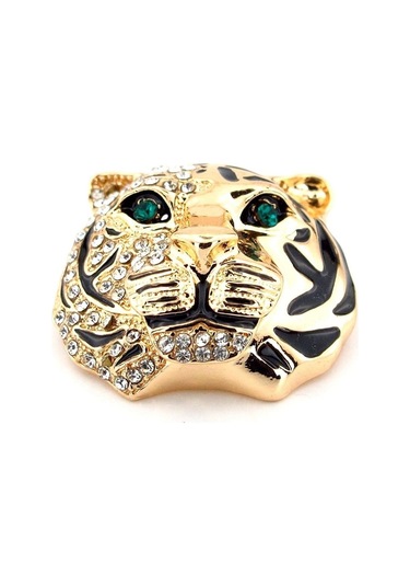 Solfera Yeşil Gözlü Kaplan Tiger Yırtıcı Hayvan Safari Zirkon Taşlı Broş Rz171