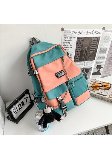 Gençler İçin Şık Ve Fonksiyonel Unisex Sırt Çantası Büyük Kapasiteli Kore Tarzı Harajuku Tasarımı, Okul Ve Günlük Kullanım İçin Modaya Uygun Erkek Ve Kız Öğrenci Çantası Yeşil