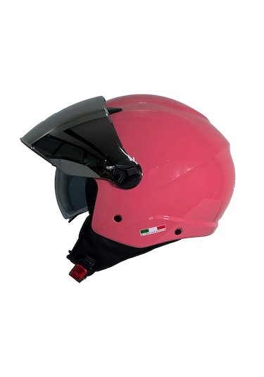 Sway 765 Gloss Pink Yarım Kask - Renkli Vizörlü