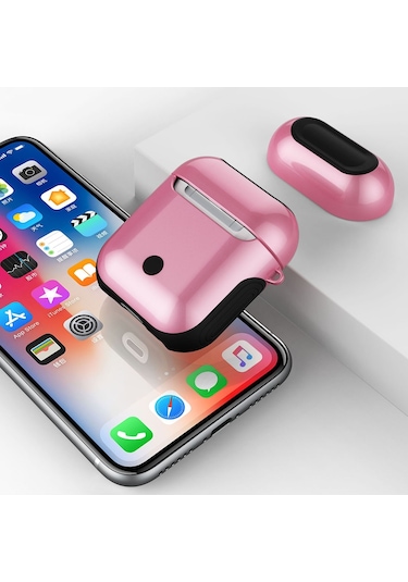 Vernikli Pc Bluetooth Kulaklık Kılıfı  Airpods Uyumlu 1/2 İçin Anti-kayıp Saklama Çantası Pembe