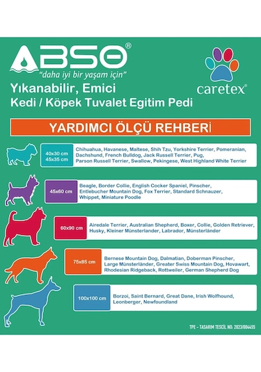 Abso Yıkanabilir Emici Köpek Pedi Kemik Baskılı Yeşil 100 x 100 CM