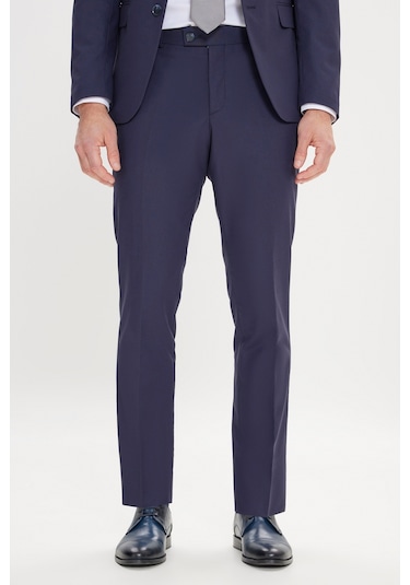 AC&Co / Altınyıldız Classics Erkek Lacivert Slim Fit Dar Kesim Mono Yaka Takım Elbise Lacivert