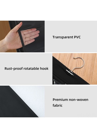 Singree 4 Katmanlı Çanta Organizatörü - 8 Cep, Metal Askılı, Toz Geçirmez, Dikey Saklama Çözümü Siyah