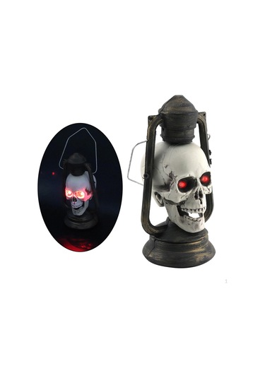 Kafatası Fener Işık Lambası Parti Dekorasyon Festivali Kaynağı Ev Prop Siyah