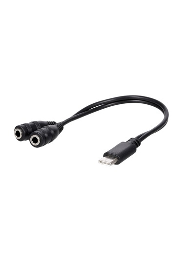 Yaozixa Type-c'den 3.5mm' E Çift Ses Çevirici, İki Kulaklık İçin Ses Bölücü Kablosu Siyah, Bakır Çekirdek, 20cm