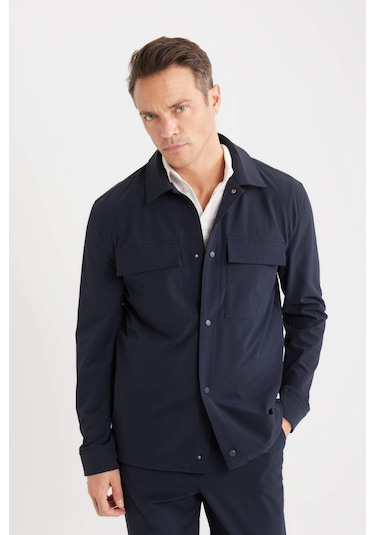 DeFacto Regular Fit Polo Yaka Çıtçıt Kapamalı Cepli Teknik Gömlek Ceket B7396AX25SPNV106 DeFacto Regular Fit Polo Yaka Çıtçıt Kapamalı Cepli Teknik Gömlek Ceket B7396AX25SPNV106