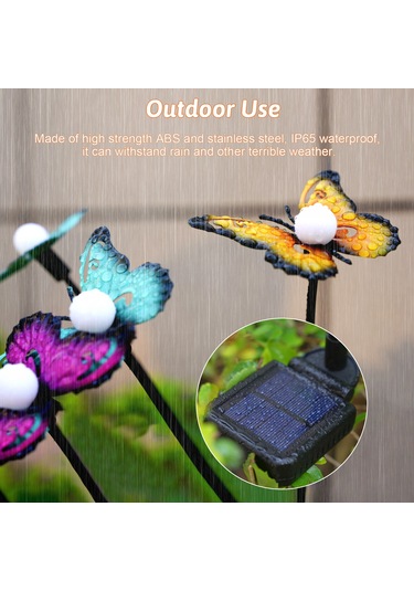 Ximistore9 Güneş Enerjili Bahçe Aydınlatması - Demir Çiftlik Kanatlı Motifli, Ip65 Su Geçirmez, Renkli Işık, 6 Ayağa Sahip, 1 Adet