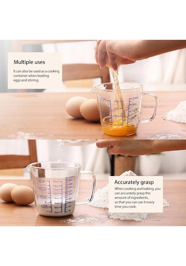 Borosilikat Cam Ölçüm Fincan Şeffaf Ölçekli Şeffaf Kupa Espresso Kahve Suyu Tek Ağızlı Drinkware Fincan 250ml