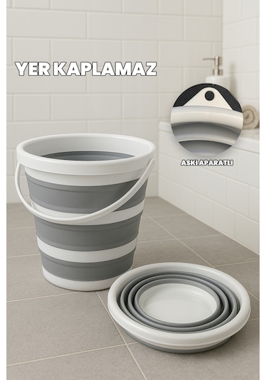 Yer Kaplamaz 13 Lt Katlanır Kova - Temizlik Kovası - Su Kovası