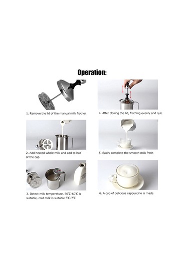 Maiyame 304 Paslanmaz Çelikten Manuel Süt Köpürtücü, Kolay Ve Hızlı Espresso Köpük Yapımı İçin Ergonomik Tasarım Gümüş