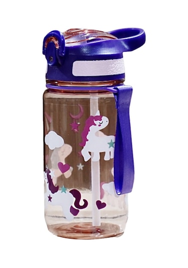 Hangfox 600ml Mor Çocuk Pipetli Su Bardakası - Bpa-free Sağlıklı Materyal, Güvenlik Kilitli, Spor Ve Okul İçin Taşınabilir Mor