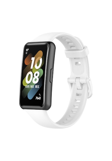 Huawei Band 7 Uyumlu Silikon Kordon Kayış Beyaz