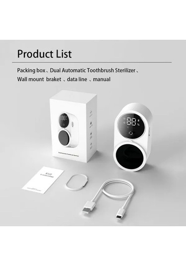 Fastbuy Akıllı Diş Fırçası Sterilizatörü, Kızılötesi Sensör Anahtarı, Beyaz Güç Göstergeli Beyaz