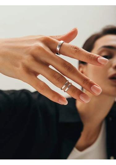 Fly Jewelry 925 Ayar Gümüş Falanks Yüzüğü 172171753 Gri