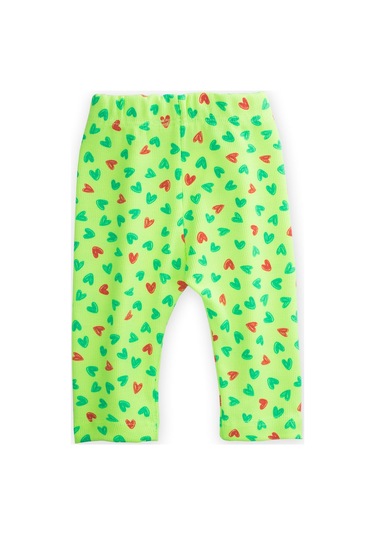 Cigit Neon Mevsimlik Kız Tayt 0-5 Yaş Yeşil Kalpli Yeşil