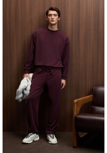 Grimelange Vıento Erkek Bisiklet Yaka Uzun Kollu Regular Fit Bordo Sweatshirt Bordo