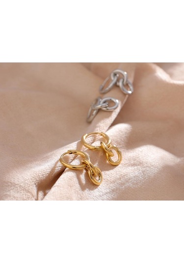 Gümüş Eetit Paslanmaz Çelik Yuvarlak Sıradışı Damla Küpe Kadınlar İçin Çok Renkli