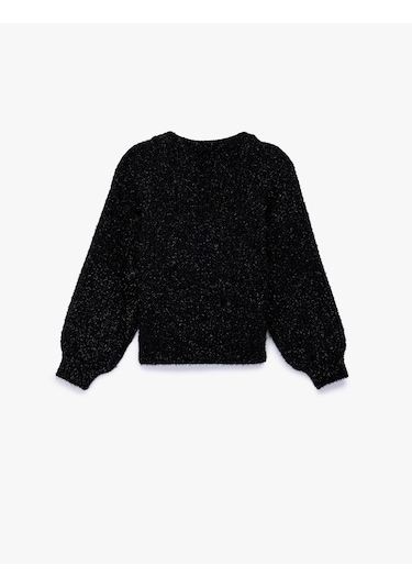 Koton Uzun Kollu Bisiklet Yaka Parıltılı Triko Kazak Siyah 6wkg90031ht SiYAH