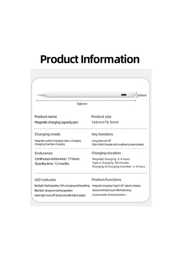 Gajeena İpad Stylus Kalemi 2018+ Model Uyumlu - Manyetik/type-c Şarj, 11 Saat Kullanim Süresi, Anti Yanlis Dokunma, Özelleştirilebilir Kısayollar