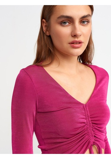 Dilvin 3795 Büzgülü Top Fuşya-352 Fuşya