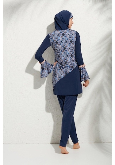 Pierre Cardin 191921 Uzunkollu Kolu Volanlı Desenli Tesettür Mayo