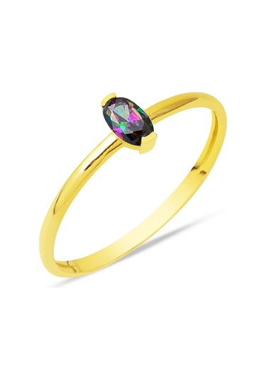 Obsidyen Taşlı Sade 14 Ayar Altın Yüzük YZSKY14K29013