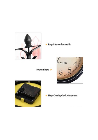 Qingmipy "retro Çift Taraflı Duvar Saati - Sessiz Mekanizma İle Şık Dekorasyon" Siyah