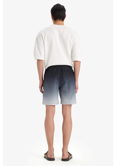 Defacto Regular Fit Degrade Baskılı File Astarlı Diz Üstü Deniz Şortu Z6873az25hsbk27 Siyah