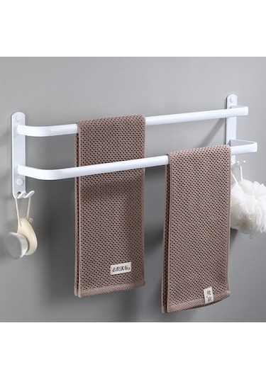 Besthome1 3 Katlı Alüminyum Havlu Rakası - Delme Yok Kurulum, Nem Korozyon Dirençli, Çok Fonksiyonlu Halka Asma Beyaz Beyaz