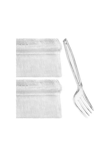 Novahub Şık Dayanıklı 100'li Şeffaf Plastik Çatal - Paketli, Zarif Ve Uygun Şeffaf