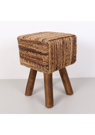 Abaka Kare Puf & Stools-doğal Teak Gövde 33x44x50 Cm Bej