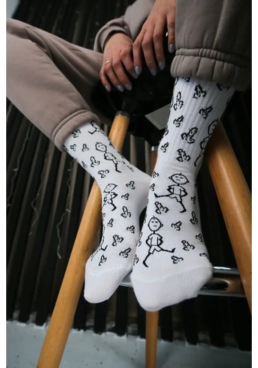 Kingkit Baskılı Ve Desenli Eğlenceli Yüksek Çoraplar Hediye Olarak Pamuklu 159842521 Beyaz