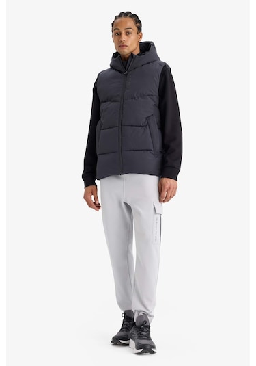 Defacto Defactofit Regular Fit Kapüşonlu Su Geçirmez Fermuarlı Şişme Yelek E9216ax25auar214 Antrasit