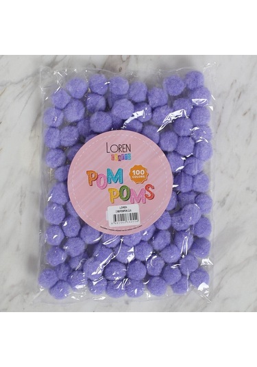 Loren Crafts 2 Cm 100 Adet Lila Ponpon