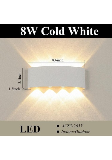Led Duvar Lambası İç Aydınlatma Aplik Lamba Ac85-265v Ev Dekor Aydınlatma Armatürü İçin 8w Cold White Beyaz