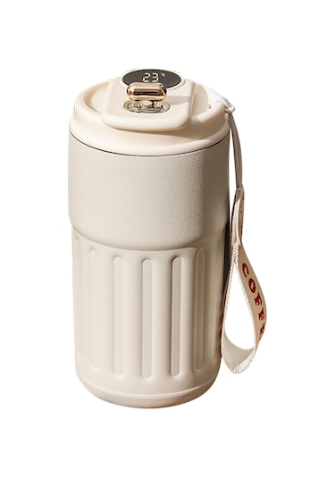 Springsun 450ml Akıllı Sıcaklık Ölçer Termos Bardak - 316 Paslanmaz Çelik, 6-12 Saat Isı Saklama, Ev Ofis Dışarı Kullanıma Uygun, Zırhlı Beyaz