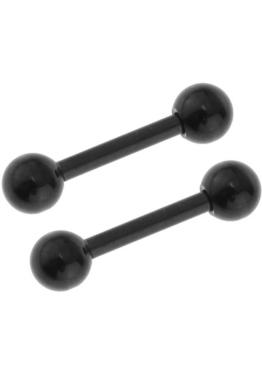 Suntek 16 Adet 16g Kavisli Halter Spike Burun Göbek Kaş Siyah Siyah