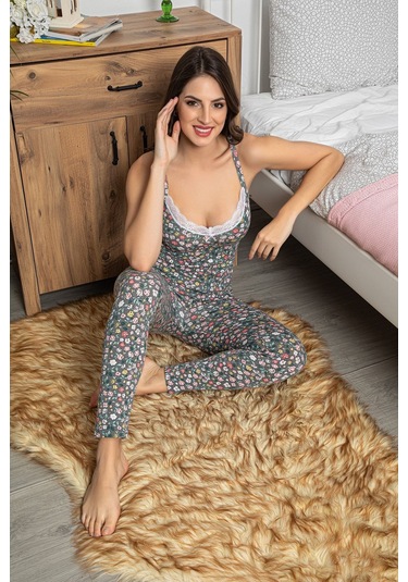 Kadın Antrasit Renkli Dantel Detaylı Şortlu Ve Taytlı Çeyizlik Pijama Takımı 3'lü Set 75003 Antrasit