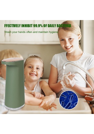 450ml Otomatik Köpük Sabunluk Usb Şarjlı Temassız Dispenser 1 Yeşil