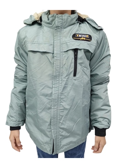 Erkek Çocuk Vintage Yazılı Kapüşonu Çıkabilen Peluş Astarlı Önü Fermuar Cepli Su Yeşili İnce Mont Mint Yeşili Erkek Çocuk Vintage Yazılı Kapüşonu Çıkabilen Peluş Astarlı Önü Fermuar Cepli Su Yeşili İnce Mont Mint Yeşili