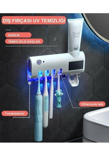 Arsimo Akıllı Uv Sterilizatör Diş Macunu Sıkacağı | Güneş Enerjili Uv Sterilizatör 4'Lü Diş Fırçası Diğer