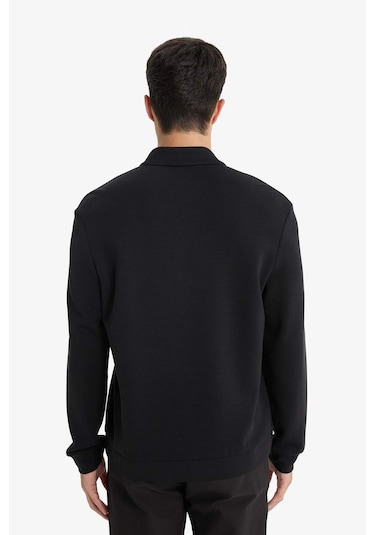 Defacto Regular Fit Dik Yaka Yarım Fermuarlı Sweatshirt F2821ax25aubk81 Siyah