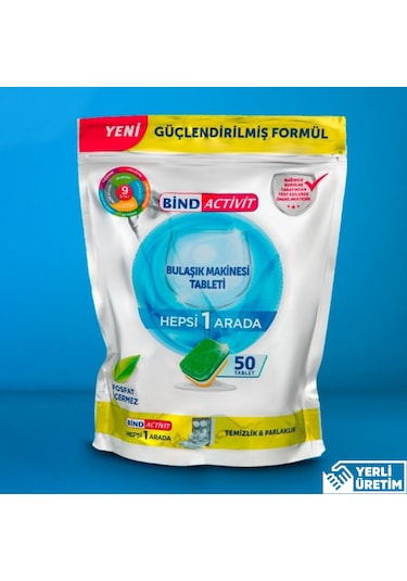 Bind Activit Hepsi 1 Arada Bulaşık Makinesi Deterjan 50 Tablet