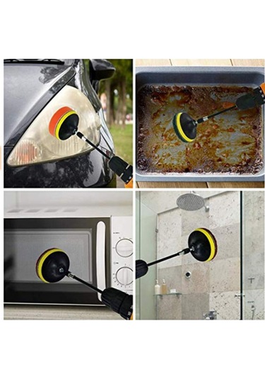 Sones 13'ü 1 Arada 4 İnç Sünger Bulaşık Pedi Zemin Duvar Pencere Cam Temizleme Kireç Çözücü Elektrikli Matkap Fırça Başlığı Seti